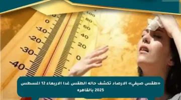 «طقس صيفي» الأرصاد تكشف حالة الطقس غدا الأربعاء 12 أغسطس 2025 بالقاهرة